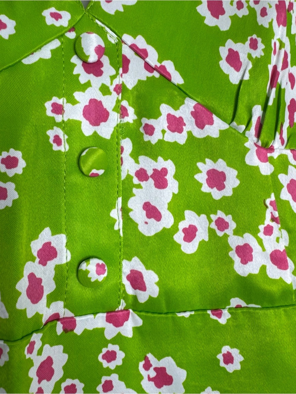 NWT Faithfull The Brand Emili Sun Green Floral Print Satin Midi Slip Dress 4 US - Picture 4 of 11